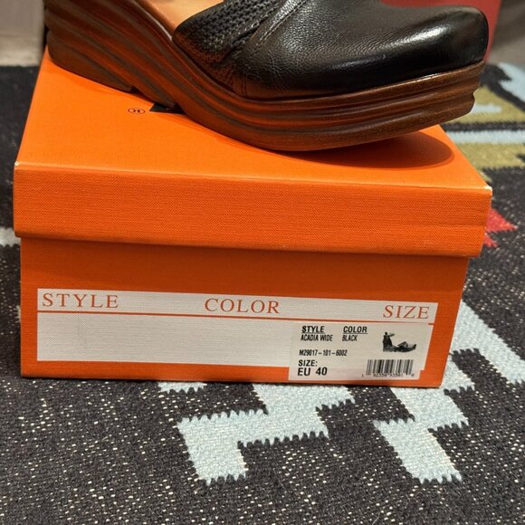 MIZ MOOZ Acadia Wide Mary Jane Platform Wedge Leather Sandal, Black, EU 40 - Picture 14 of 17